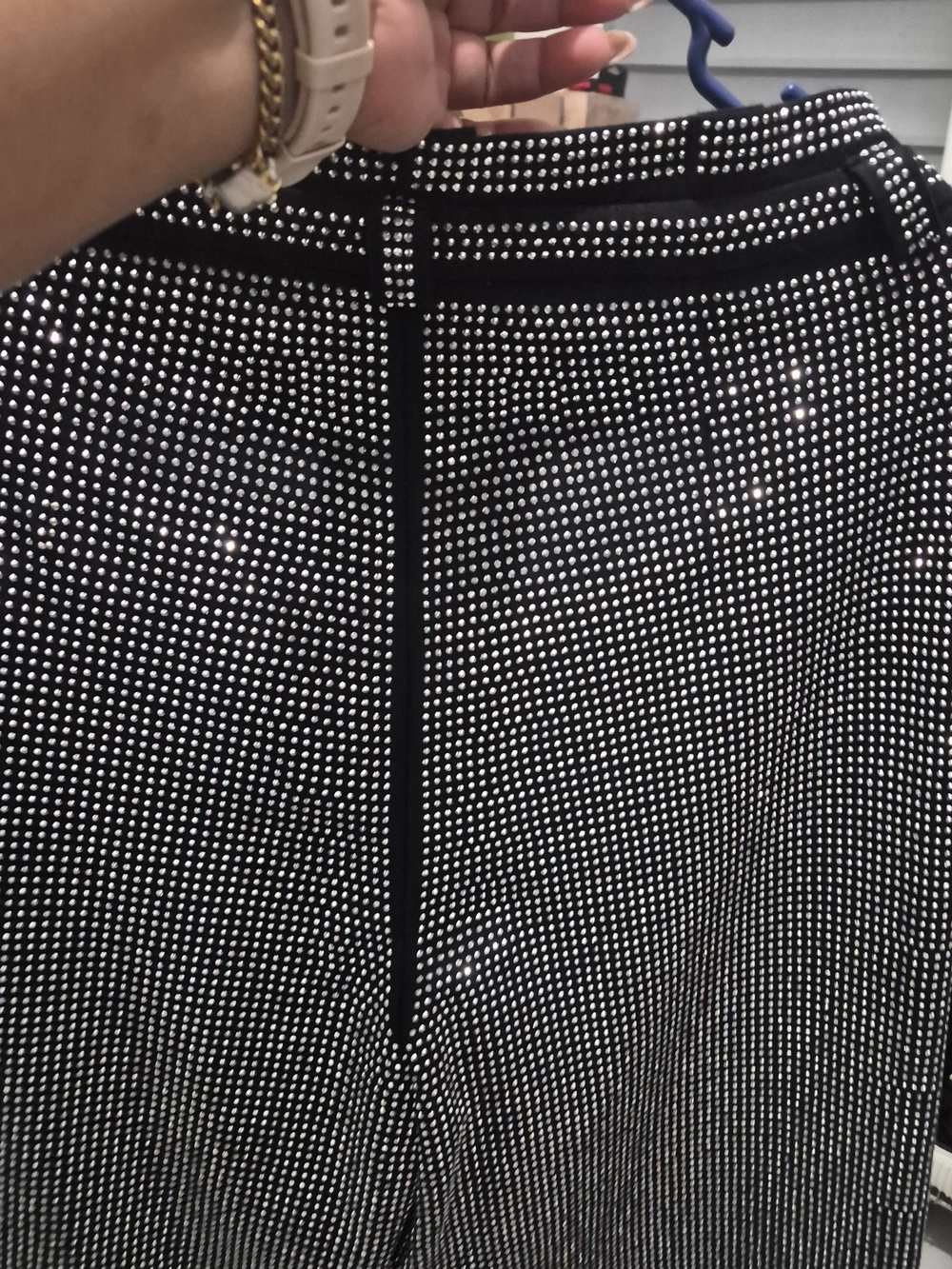 Black Embellished Straight Leg Pants - Women's